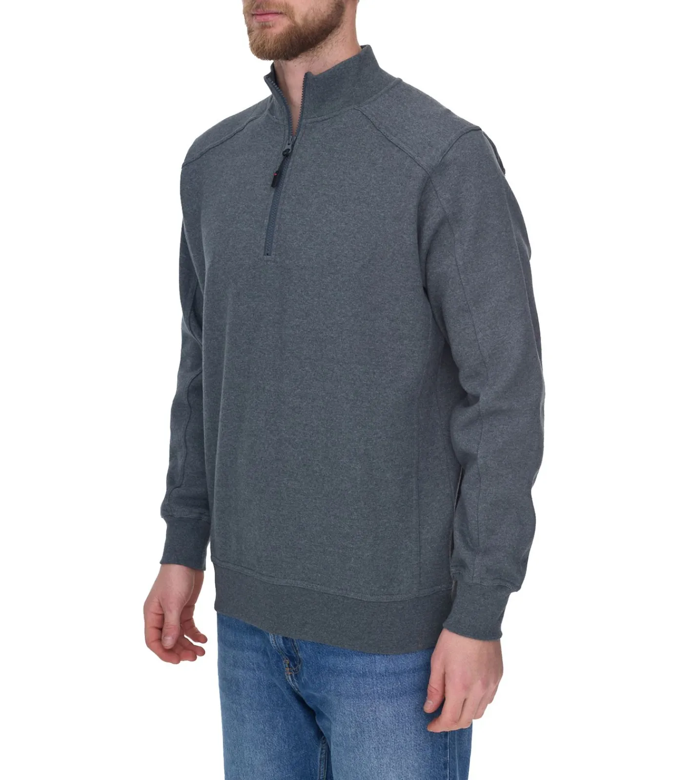 Pullover & Sweater*SANTINO Herren schlichter Troyer-Pullover Herbst-Pulli mit Baumwollanteil Freizeit-Pullover Grau