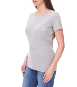 Tops & T-Shirts*SANTINO Jaro Damen T-Shirt aus Bio-Baumwolle Kurzarm-Shirt Basic-Shirt meliert 160 gr/m2 Grau