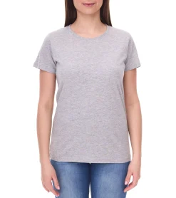 T-Shirts & Tank Tops|Tops & T-Shirts*SANTINO Jaro T-Shirt aus Bio-Baumwolle Kurzarm-Shirt Basic-Shirt meliert 160 gr/m2 Grau Damen