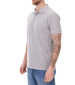 Poloshirts & Blusen|Hemden & Poloshirts*SANTINO Mathias Polo-Shirt aus Bio-Baumwolle Polo-Hemd mit 3er Knopfleiste Kurzarm-Shirt meliert 180 gr/m2 Grau