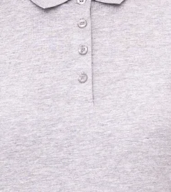 Poloshirts & Blusen|Hemden & Poloshirts*SANTINO Mathias Polo-Shirt aus Bio-Baumwolle Polo-Hemd mit 3er Knopfleiste Kurzarm-Shirt meliert 180 gr/m2 Grau