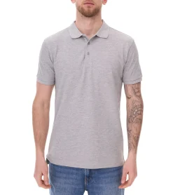 Hemden & Poloshirts*SANTINO und Mika Herren Polo-Shirt aus Bio-Baumwolle Polo-Hemd mit 3er Knopfleiste Kurzarm-Shirt meliert 180 gr/m2 210 gr/m2 Grau Mathias