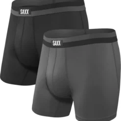 Unterwäsche|Unterwäsche & Socken*Saxx Underwear Herren Kurze Unterhosen Sport Mesh Bb Fly 2pk Boxer Schwarz