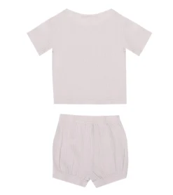Jumpsuits*O46bpx schönes Kinder Overall-Set bestehend aus Shorts & Shirt für Babys lässiger Overall aus atmungsaktivem Musselin-Stoff 923263 Grau
