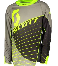 Sportoberbekleidung|Radsport*SCOTT Jersey Enduro Herren Moto-Cross Trikot langärmliges Bike-Shirt mit gepolsterten Ellenbogen 263429 1040 Grau/Neongelb/Schwarz
