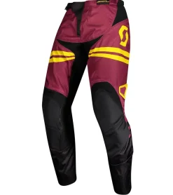Sportunterbekleidung|Radsport*SCOTT Pant 350 Herren Moto-Cross Hose Motorsport-Kleidung mit Leder-Knie 273392 6425 Weinrot/Gelb