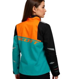 Sportoberbekleidung|Radsport*SCOTT Shell Pro Damen Moto-Cross Jacke Bike-Jacke mit Dryosphere Membran Softshell-Jacke 245005 5735 Blau/Orange