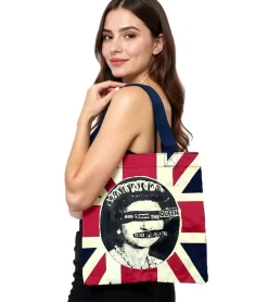 Rucksäcke & Taschen*BioworldMerch Sex Pistols Punkrock-Band Umhänge-Tasche stylische Einkaufstasche Fan-Artikel 31 x 33 x 3 cm LB102744SEX0 Navy/Rot/Weiß