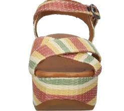 Zehentrenner & Sandalen*SHABBIES Amsterdam Damen Sandalette Plateau-Sandale mit Echtleder 154020024 5003 Grün/Gelb/Rot/Beige