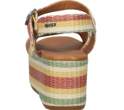 Zehentrenner & Sandalen*SHABBIES Amsterdam Damen Sandalette Plateau-Sandale mit Echtleder 154020024 5003 Grün/Gelb/Rot/Beige