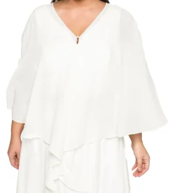 Poloshirts & Blusen*sheego Damen Bluse Überwurf-Bluse mit langer Zipfelform 3/4 Ärmeln Große Größen 134978 Weiß