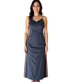 Kleider*sheego Damen Kleid in Nadelstreifenoptik Sommer-Kleid Große Größen 134104 Grau