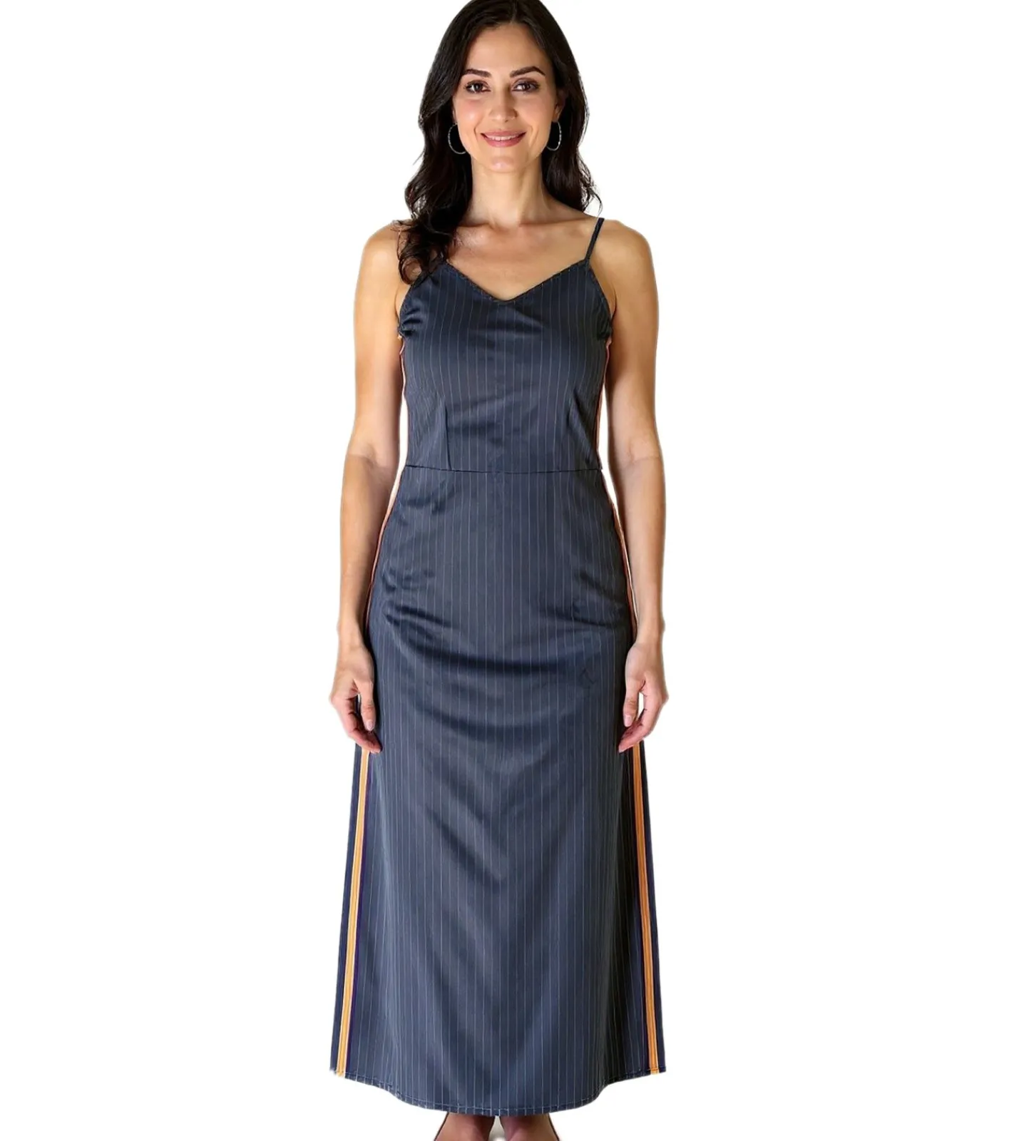 Kleider*sheego Damen Kleid in Nadelstreifenoptik Sommer-Kleid Große Größen 134104 Grau