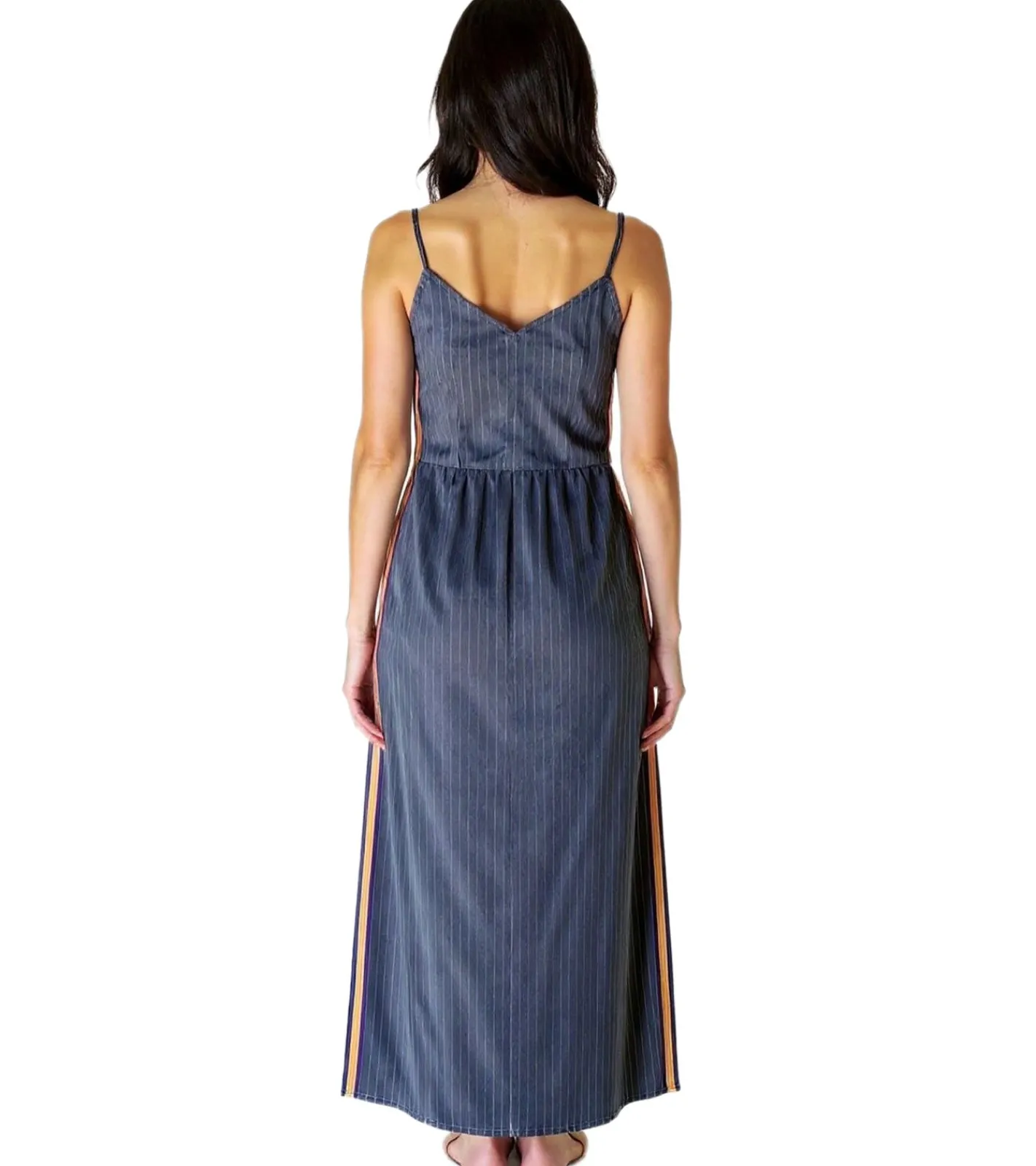 Kleider*sheego Damen Kleid in Nadelstreifenoptik Sommer-Kleid Große Größen 134104 Grau