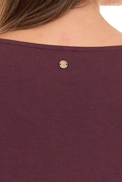 Tops & T-Shirts*sheego Damen Langarm-Shirt mit Schulterpads Baumwoll-Shirt Große Größen 83141242 Bordeaux-Rot