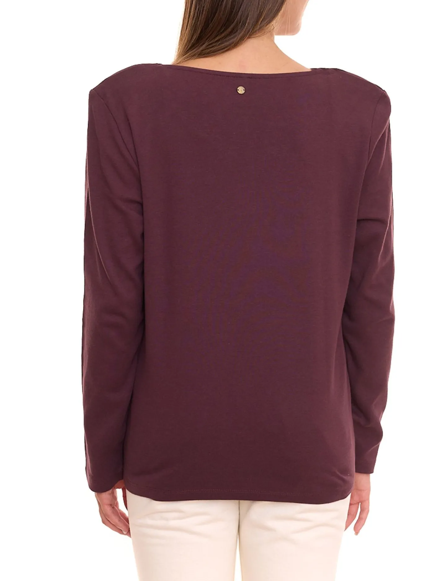 Tops & T-Shirts*sheego Damen Langarm-Shirt mit Schulterpads Baumwoll-Shirt Große Größen 83141242 Bordeaux-Rot