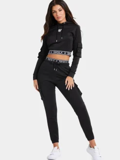 Sweater & Pullover*Sik Silk Cargo Cropped Hoodie schwarz