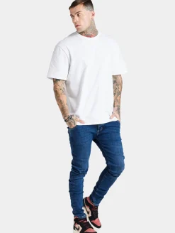 Jeans & Hosen*Sik Silk Denim Slim Fit Schmal geschnittene Jeans blau