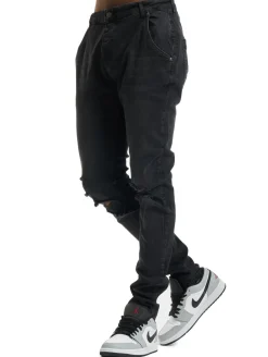 Jeans & Hosen*Sik Silk Distressed Denims Slim Fit Schmal geschnittene Jeans schwarz