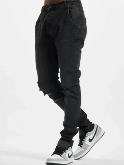 Jeans & Hosen*Sik Silk Distressed Denims Slim Fit Schmal geschnittene Jeans schwarz