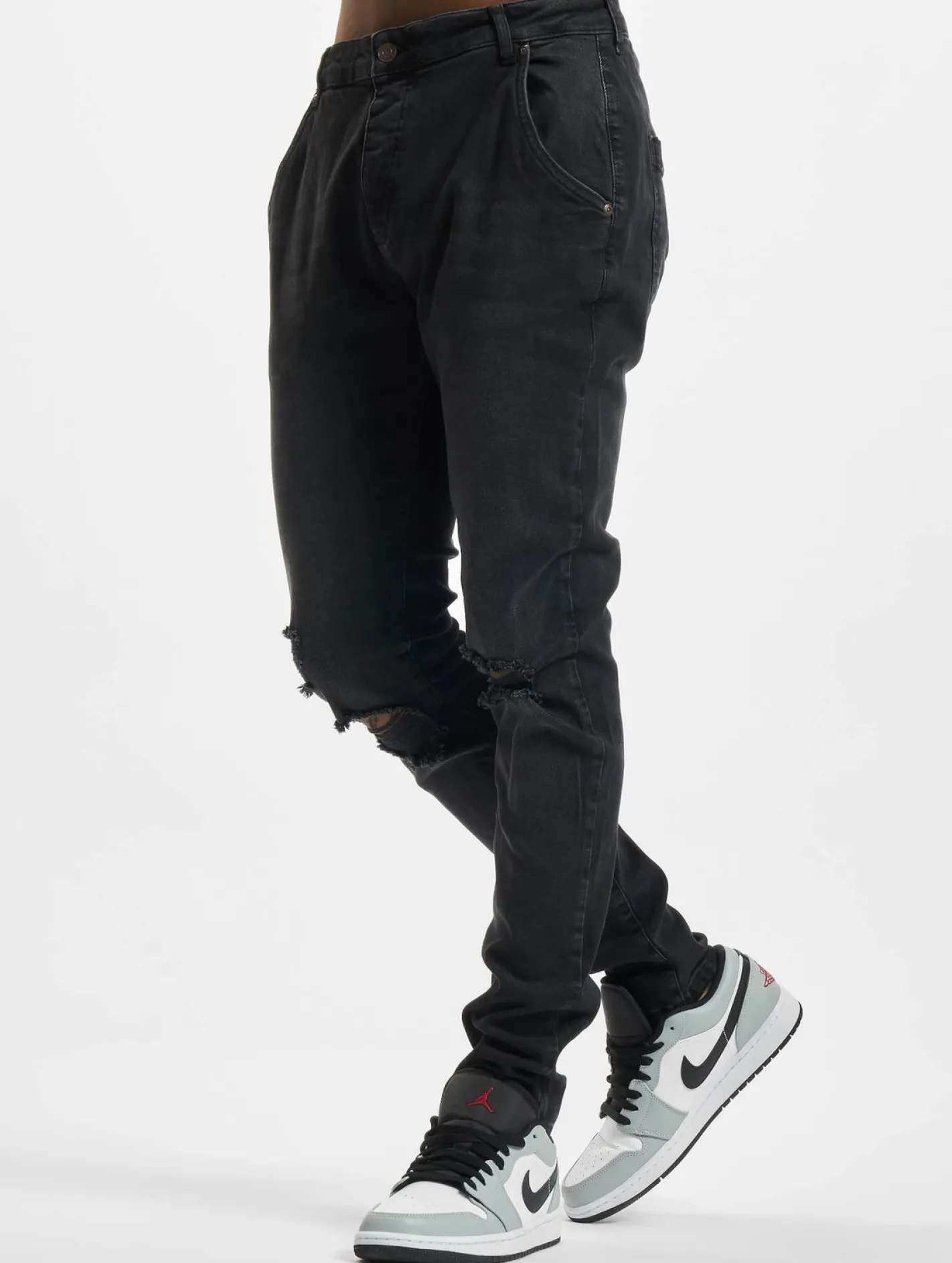 Jeans & Hosen*Sik Silk Distressed Denims Slim Fit Schmal geschnittene Jeans schwarz