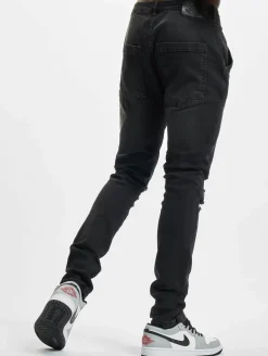 Jeans & Hosen*Sik Silk Distressed Denims Slim Fit Schmal geschnittene Jeans schwarz