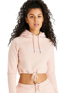 Sweater & Pullover*Sik Silk Essential Kurzer Hoodie rosa