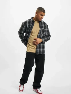 T-Shirts & Tank Tops*Sik Silk T-Shirt mit Logo auf der Rückseite im Used-Look und Karomuster, schwarz