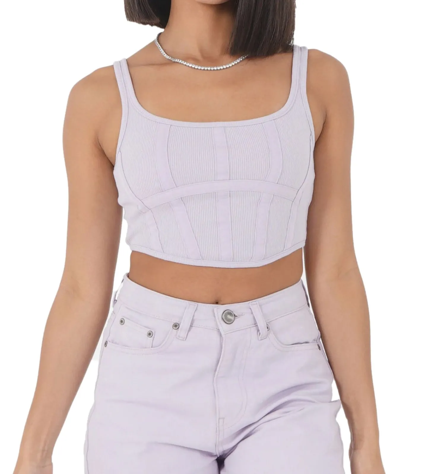 Tops & T-Shirts*Sixth June Corset Strap Damen Crop Top stylisches Sommer-Shirt Tank-Top W33749ETO Violett
