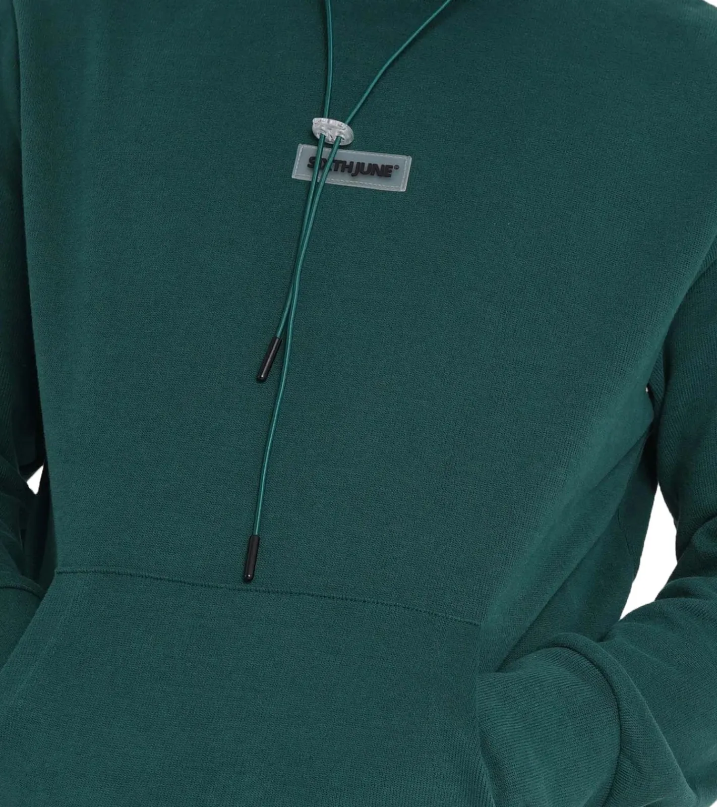 Pullover & Sweater*Sixth June Cosy Ribbed Herren Hoodie mit Kapuze Baumwoll-Pullover im Strick-Design 22640 Grün