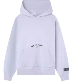 Pullover & Sweater*Sixth June Curved Hoodie Herren Baumwoll-Pullover mit Markenschriftzug Kapuzen-Pulli 22576 Flieder