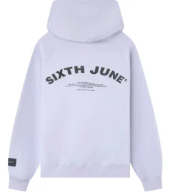 Pullover & Sweater*Sixth June Curved Hoodie Herren Baumwoll-Pullover mit Markenschriftzug Kapuzen-Pulli 22576 Flieder