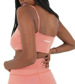 Tops & T-Shirts*Sixth June Damen Crop-Top mit verstellbaren Spaghettiträgern ärmelloses Baumwoll-Shirt 32965 Lachsrosa