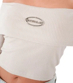 Sweater & Pullover*Sixth June Damen gerippter Crop-Pullover Langarm-Shirt Cropped-Pullover Sweater W34121KTO Beige