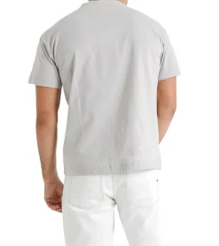 T-Shirts & Tank Tops*Sixth June Embroidered Heart Logo Herren T-Shirt mit gesticktem Herz und abnehmbarer Metallnadel Baumwoll-Shirt Rundhals-Shirt 43117 Grau