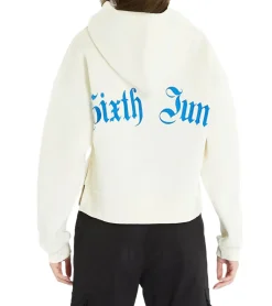Sweater & Pullover*Sixth June Gothic Embroidery Damen Kapuzen-Pullover mit Baumwollanteil Sweat-Hoodie Langarm-Shirt W33630KSW Weiß/Blau