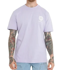 T-Shirts & Tank Tops*Sixth June Herren Baumwoll-Shirt großer "CREW" Rücken-Schriftzug T-Shirt Rundhals-Shirt M23633ETS Lila