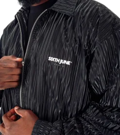 Jacken & Mäntel*Sixth June Herren Übergangs-Jacke mit Glanzeffekt Frühlings-Jacke mit gewelltem Steppstoff M12672VJA Schwarz