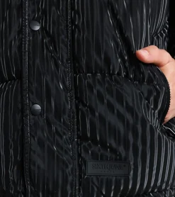 Jacken & Mäntel*Sixth June Herren Puffer-Jacke im Oversized-Stil Winter-Jacke glänzende Outdoor-Jacke mit gewelltem Steppstoff M23360MOW Schwarz