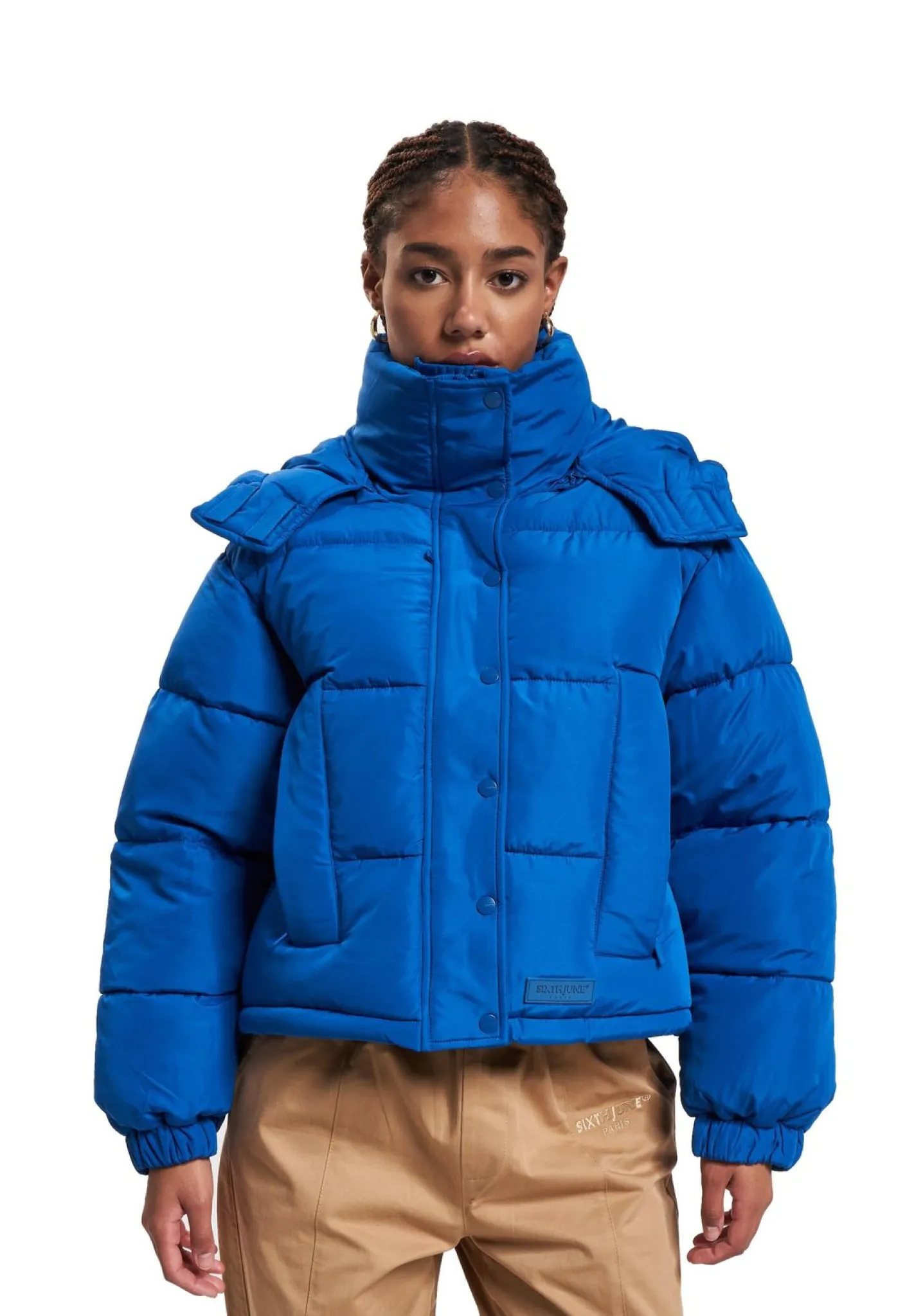 Mäntel & Jacken*Sixth June Kurze Pufferjacke mit Kapuze, Royalblau