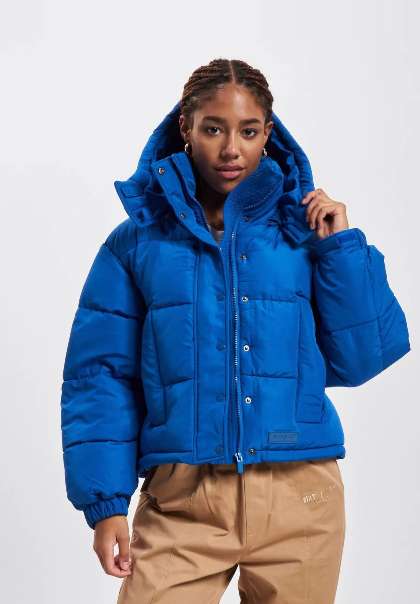 Mäntel & Jacken*Sixth June Kurze Pufferjacke mit Kapuze, Royalblau