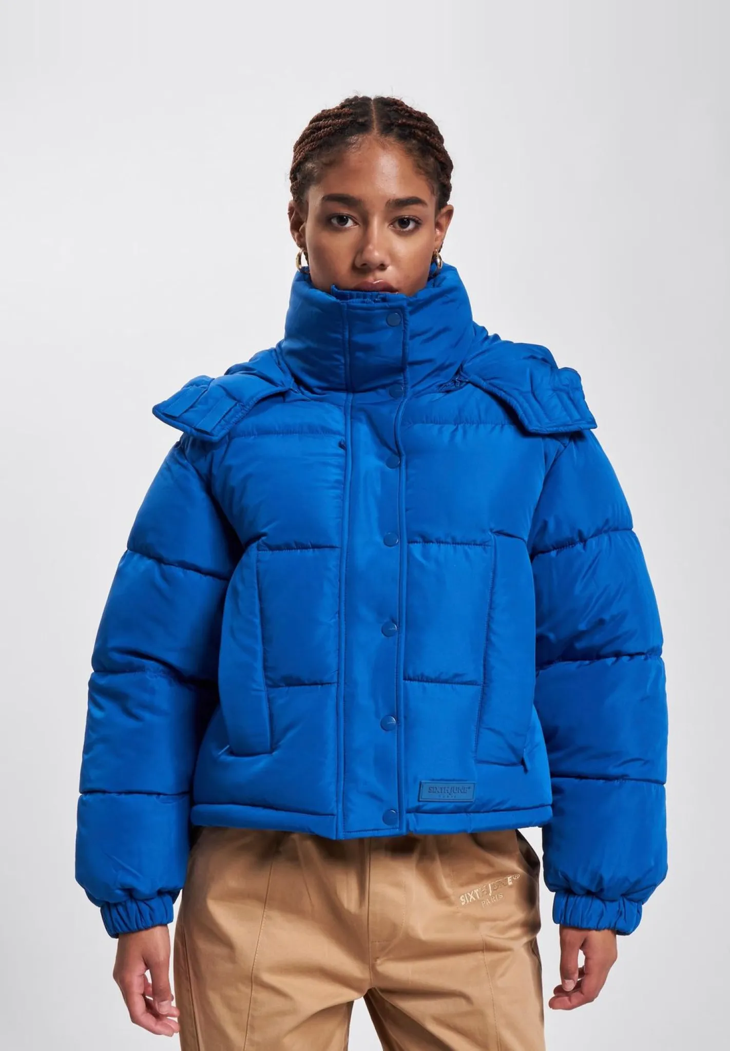 Mäntel & Jacken*Sixth June Kurze Pufferjacke mit Kapuze, Royalblau