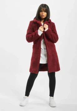 Mäntel & Jacken|Jacken & Mäntel*Sixth June Langer Sherpa-Mantel in Burgunderrot