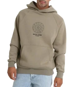 Pullover & Sweater*Sixth June Oversized Zodiac Signs Herren Kapuzen-Pullover Sweat-Hoodie mit Sternzeichen Print 22629 Khaki