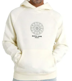 Pullover & Sweater*Sixth June Oversized Zodiac Signs Herren Kapuzen-Pullover Sweat-Hoodie mit Sternzeichen Print 22629 Hellbeige