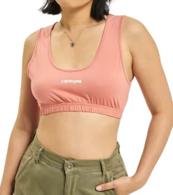 Socken & Unterwäsche|Tops & T-Shirts*Sixth June Printed Logo Bra Damen BH mit elastischem Bund sportliches Top 32950 Lachs-Rosa