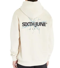 Pullover & Sweater*Sixth June Puff Thunder Printed Hoodie Herren Kapuzen-Pullover Baumwoll-Sweater M23957PSW Beige