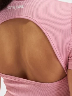 Kleider*Sixth June Rib Mini Kleider rosa