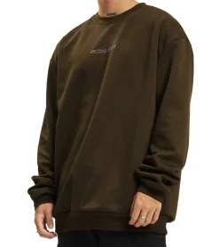 Pullover & Sweater*Sixth June Youth Culture Herren Rundhals-Pullover mit "Built the Future"-Rückenprint Sweater 23332 Khaki