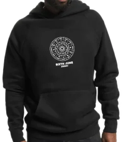 Pullover & Sweater*Sixth June Zodiac Herren Kapuzen-Pullover mit Baumwollanteil Sweat-Pullover mit Sternzeichen-Kreis-Print Langarm-Hoodie M22629VSW Schwarz
